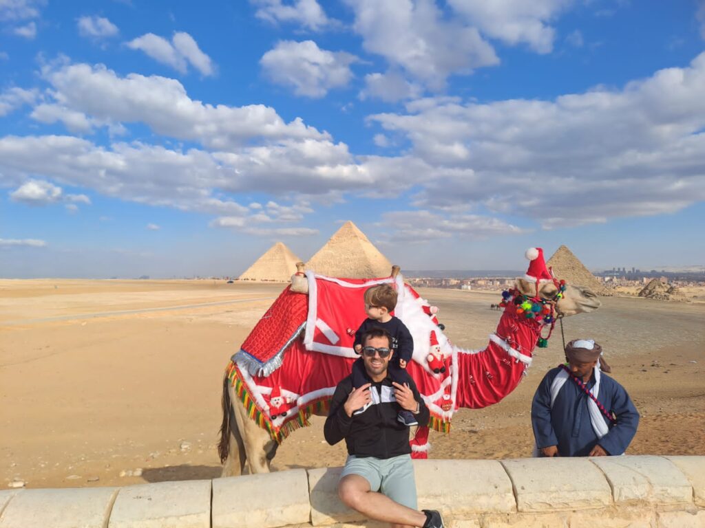 Family Travel Tips: Egypt with Kids, family at Giza pyramids